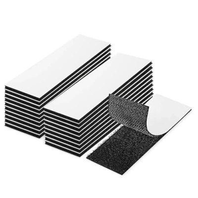 Afbeelding van 20 stuks klittenbandstickers, dubbelzijdig, 3 x 10 cm, zwart, klittenband, zelfklevend, herbruikbaar, voor muur, vloer, metaal, kunststof, huishouden, knutselen