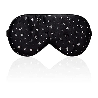 Afbeelding van townssilk 100% zijden slaapmasker met verstelbare riem, comfortabel en super zacht oogmasker ultieme slaaphulp, blindford Silver Stars