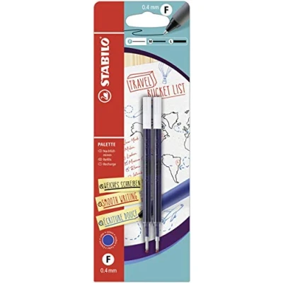 Afbeelding van Rollerpenvulling STABILO Palette fijn blauw blister à 2 stuks