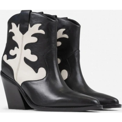 Afbeelding van Bronx NEW KOLE Enkellaarsjes met hoge hak, Dames, Maat: 40, Black/off white Leer