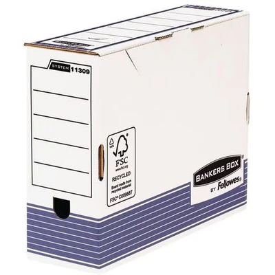 Afbeelding van Bankers Box Archiefdoos A4+ formaat, 100 mm rugbreedte, systeemserie, met snelle FastFold constructie, van 100% gerecycled karton, verpakking 10 stuks