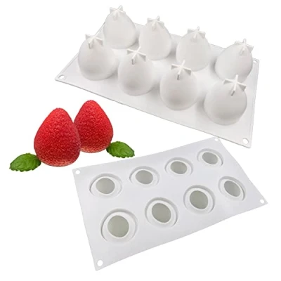 Afbeelding van enduo Siliconen bakvorm 3D taartvorm bakvormen DIY vorm, 8 gaten aardbei