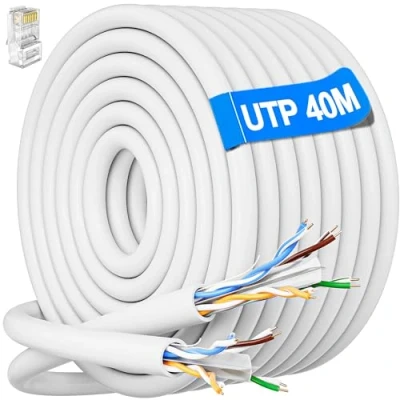 Afbeelding van Internet Kabel 40 Meter Cat 6 Buiten Bulk Ethernetkabel Extra Lange Netwerkkabel Installeren Waterdicht Weerbestendig Hoge Snelheid 23awg Bulknetwerk Gigabit Netwerklijn Internetdraadkabel