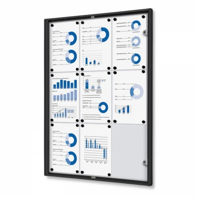 Afbeelding van Indoor Vergrendelbaar Notitiebord Economy 9x A4 Zwart Syna SCXS9XA4C9005