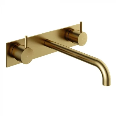 Afbeelding van HotBath Cobber inbouw Wastafelkraan CB006TEXT25 Geborsteld Messing PVD