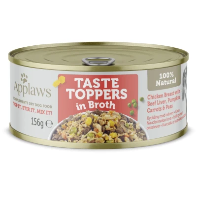 Afbeelding van Applaws Dog Taste Toppers Kip met runderlever in bouillon 156 gr. per 12 stuks