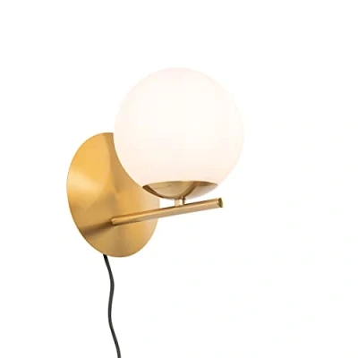 Afbeelding van QAZQA Art Deco wandlamp goud en opaal glas Flore