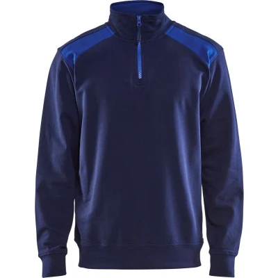 Afbeelding van Blaklader Sweatshirt bi colour met halve rits 3353 1158 Marineblauw/Korenblauw L