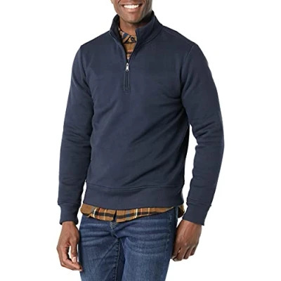 Afbeelding van Amazon Essentials Men&#039;s Fleecesweatshirt met lange mouwen en kwartrits, Marineblauw, XL