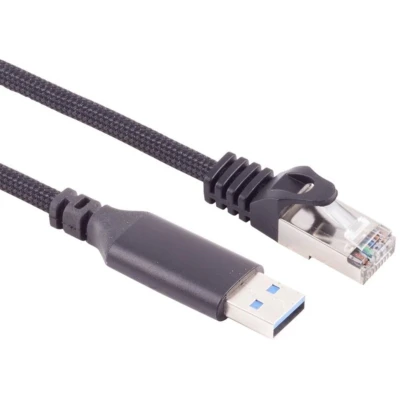 Afbeelding van USB A LAN Adapterkabel 1G, Typ Stecker auf RJ45, ALU, schwarz, 1,5m