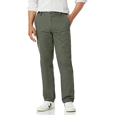 Afbeelding van Amazon Essentials Heren standaard rechte pasvorm kreukbestendige platte Chino Pant, olijf, 40W x 32L