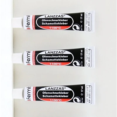 Afbeelding van 3 tubes kachelsnurlijm chamottelijm afdichtkoord lijm hoge temperatuur 1100 C tube 17 ml kleur beige