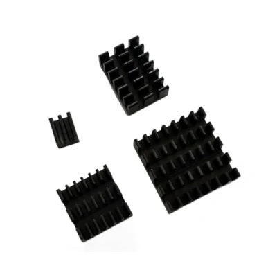 Afbeelding van Aluminium koellichaam, set van 4 stuks, zwart, voor Raspberry Pi 5, zelfklevend, stille passieve koeling