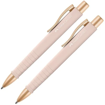 Afbeelding van Faber Castell 205092 Balpen Poly Ball lichtroze, 2 stuks, met verwisselbare XB vulling, waterbestendig