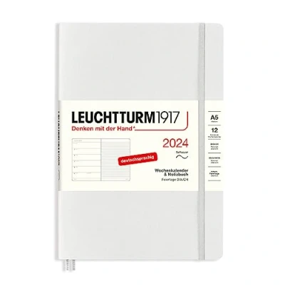 Afbeelding van LEUCHTTURM1917 367769 weekkalender &amp; notitieboek medium (A5) 2024, softcover, lichtgrijs, Duits, 12 maanden