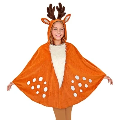 Afbeelding van Widmann Hert &amp; Rendier Rudolf Kostuum Reinier Het Kind Poncho Oranje One Size Kerst Verkleedkleding