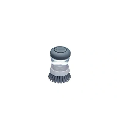 Afbeelding van KitchenCraft MasterClass Kleine Ronde Afwasborstel Met Ingebouwde Zeepdispenser, Keramiek, 6 x 9 Centimeter, Grijs, MCSOAPPBRUSH