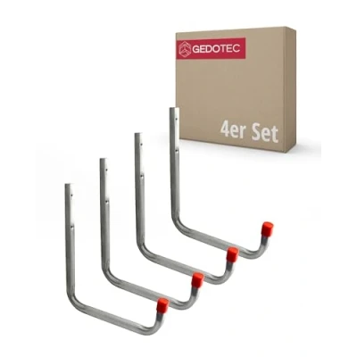 Afbeelding van Gedotec Wandhaken, 50 x 300 mm, 4 delig, montageset voor apparaathouders, bevestigingshaken wandmontage, draagvermogen 30 kg