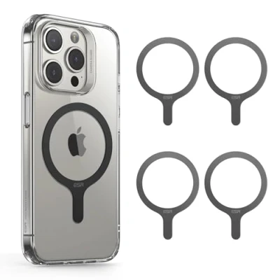 Afbeelding van ESR 4 stuks magnetische ringstickers, compatibel met MagSafe Ring, sticker 360, universele conversieset, voor iPhone 15/14/13/12/11/X, Galaxy S23/S21/S20/S10 serie, zwart