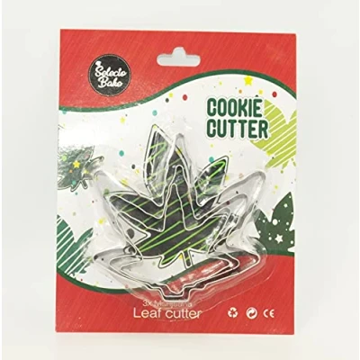 Afbeelding van Selecto Bake Marihuana Blad RVS Cookie Cutter Set 3 delig