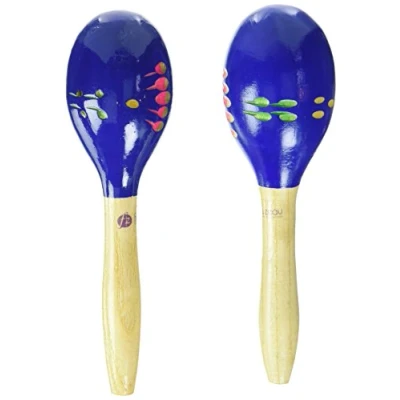 Afbeelding van FUZEAU Paarse Maracas L. 20 cm Geschilderd natuurlijk hout Typische vorm van instrumenten uit Latijns Amerika Ideaal ritmisch leren