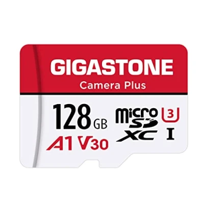 Afbeelding van Gigastone Geheugenkaart 128 GB camera plus serie, leessnelheid tot 100 MB/s. Ideaal voor Full HD video Gopro drone Android A1 Micro SDXC kaart met mini hoes en SD adapter.