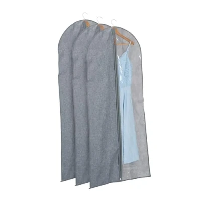 Afbeelding van Relaxdays kledinghoes set van 3 opbergzakken voor kleding half transparant 135x58 cm