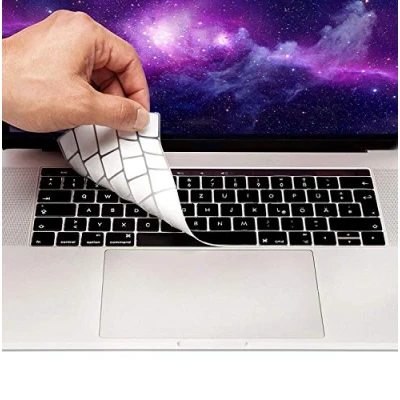 Afbeelding van MyGadget toetsenbordbeschermer QWERTZ voor Apple MacBook Pro 13 &quot;&amp; 15&quot; (vanaf 2016) &amp; 12 &quot; siliconen hoes Duits toetsenbord bescherming in zwart