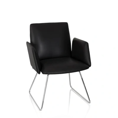Afbeelding van hjh OFFICE Designia V Vergaderstoel / bezoekerstoel Zwart Kunstleder