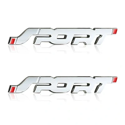 Afbeelding van 2 stuks 3D metalen auto sport sticker, logo embleem badge stickers, zijspatbord achter kofferbak sticker (zilver)