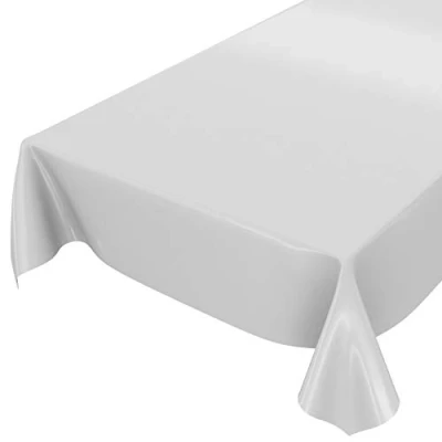 Afbeelding van Anro Afwasbaar tafelzeil effen kleur, glanzend, met gesneden rand, lichtgrijs, 240 x 140 cm