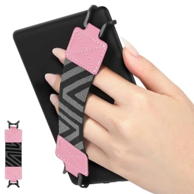 Afbeelding van MoKo Security Hand Strap for 6 8&quot; Kindle eReaders Fire Tablet Kindle/Kobo/Voyaga/Lenovo/Sony E Book Tablet, High elasticity Versatile Lightweight Finger Grip Holder, Pink