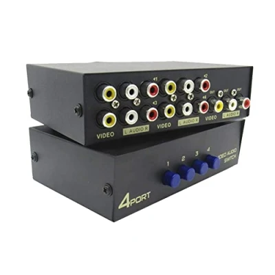 Afbeelding van Bolwins E32CS 4 poorts AV schakelaar cinch voor 3 RCA audio/video, in 1 Out Composite Video L/R Audio Splitter Adapter DVD, STB en spelconsoles