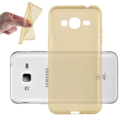Afbeelding van Cadorabo Hoesje geschikt voor Samsung Galaxy J3 2016 in TRANSPARANT GOUD Beschermhoes Cover gemaakt van TPU Silicone