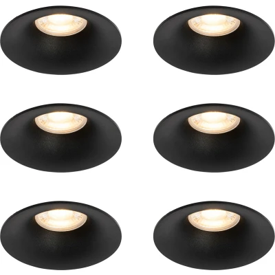 Afbeelding van QAZQA Set van 6 inbouwspots zwart GU10 50mm Gijs