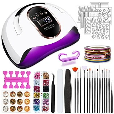 Afbeelding van JOTOL 168W Nageldroger,Professionele Nagellamp met 4 Timers,Slimme Sensor,Draagbaar,Afneembare Bodemplaat,UV Ledlamp voor Nagels 10 Soorten Accessoires,Led