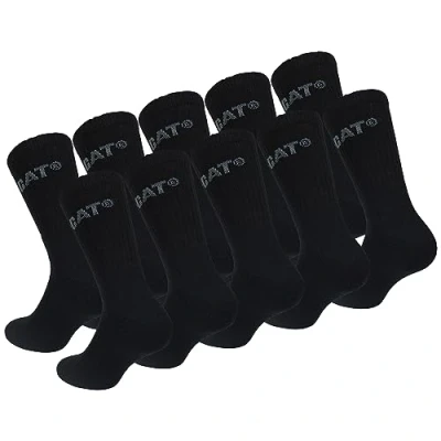 Afbeelding van Cat Erpillar Performance Socks 10 paar herensokken, inlegzool en wreef van spons, versterkte teen hiel, katoen, zwart, 39 42 EU