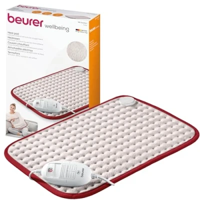 Afbeelding van Beurer HK Comfort warmtekussen, warmtekussen met 3 temperatuurstanden, snelle opwarming en automatische uitschakelfunctie na ca. 90 minuten, beveiliging tegen oververhitting, afmeting 44 x 33 cm