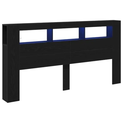 Afbeelding van vidaXL Modern Zwart Eiken Hoofdeinde Voor Bedden Met Opslagplanken Duurzaam Bewerkt Hout Elegante Matte Afwerking Perfecte slaapkamerdecoratie Bed Strakke Decor Moderne Stijlvolle Accessoires Ontwerp