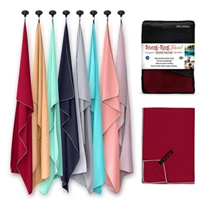 Afbeelding van Snug Rug Microvezel handdoek Extra Large XL 200 x 90 cm Super Absorberend Sneldrogend Lichtgewicht Compact Reizen Antibacterieel Zwemmen Sport Zandbestendige Strandhanddoeken Jester Red