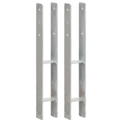 Afbeelding van Grondankers 2 st 8x6x60 cm gegalvaniseerd staal zilverkleurig