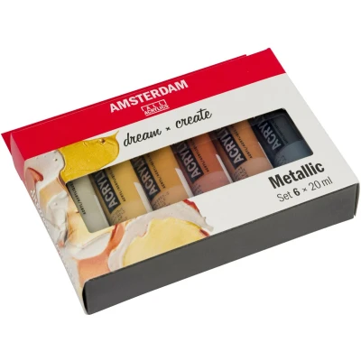 Afbeelding van Amsterdam acrylverf tube van 20 ml, etui 6 stuks, metallic