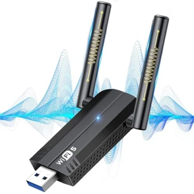 Afbeelding van KiWiBiRD USB 3.0 WiFi dongle, 1300 Mbps WLAN stick 5dBi high gain antenne 2.4GHz 5GHz dual band draadloze netwerk adapter 5G hotspot voor computer laptop desktop PC, Windows 11/10/8.1/7/Vista/XP