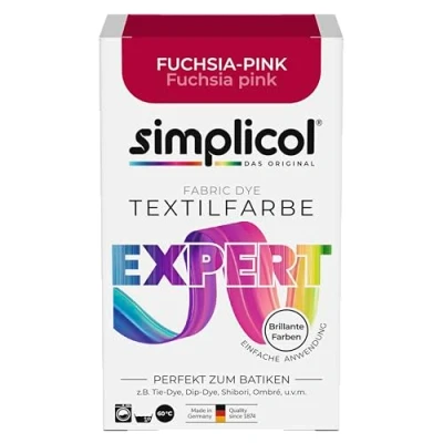 Afbeelding van simplicol Textielverf expert fuchsia roze 1705 voor het kleuren en opfrissen van kleding, wasmachinebestendig, katoen, wol, zijde, linnen, viscose gemengd weefsel