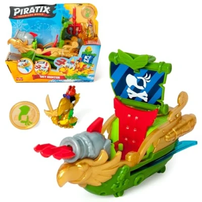 Afbeelding van PIRATIX ADVENTURE WORLD Sky Hunter piratenschip in papegaaivorm, inclusief 1 piratenschip, exclusieve piraat, schat, accessoire, kanon en projectiel