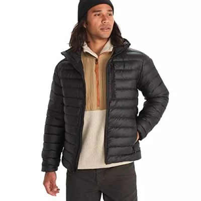 Afbeelding van Marmot Heren Highlander Hoody, Lichte donsjas, warme winterjas, waterafstotende gewatteerde jas, winddichte functionele compacte outdoorjas met capuchon, Black, L
