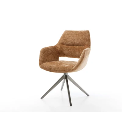Afbeelding van DELIFE Draaistoel Yago Flex met armleuning chenille roest kruisframe breed grafiet 360 draaibaar rocker functie pocketveer kern