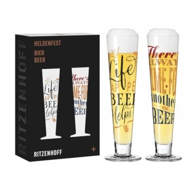 Afbeelding van RITZENHOFF 6271002 Bierglas 330 ml set van 2 serie Heldenfest met spreuk, meerkleurig Made in Germany