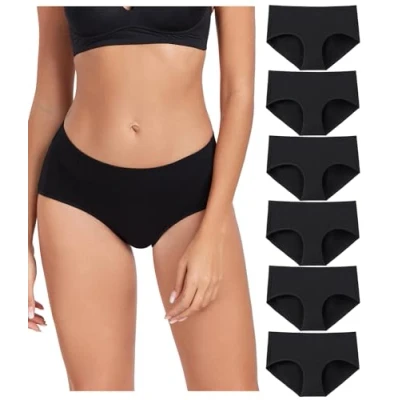 Afbeelding van wirarpa Ondergoed Dames Katoenen Slipjes Comfortabele Broek voor Vrouwen Volledige Dekking Slips 6 Pack, Zwart, XS