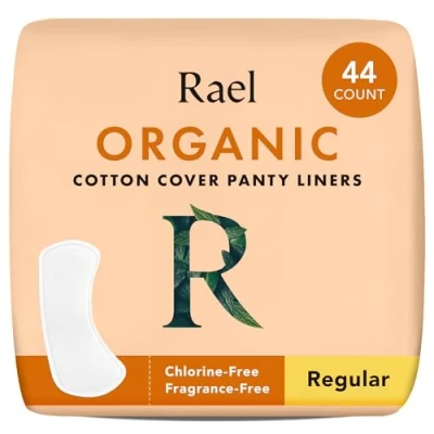 Afbeelding van Rael Inlegkruisjes voor dames, hoes van biologisch katoen normale inlegkruisjes, lichtabsorberend, ongeparfumeerd, chloorvrij (normaal, 44 stuks)